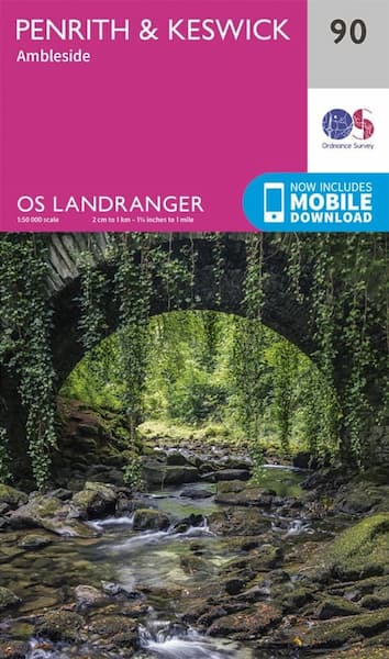 The cover of Ordnance Survey Landranger 90: Penrith and Keswick map